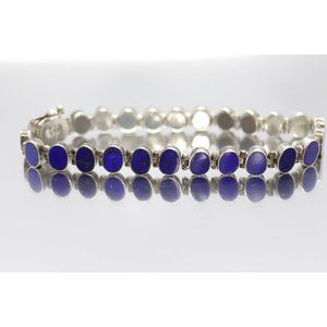 Lapis Tennis Bracelet. Sterling Silver Lapis Lazuli oval link bracelet.